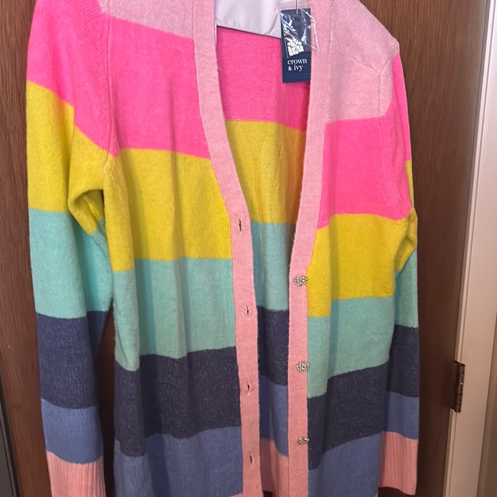 Crown & Ivy Women's Colorful Striped Sweater